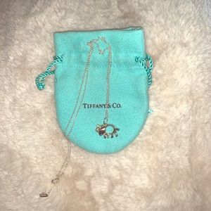 Tiffany Elephant necklace with green gemstone
